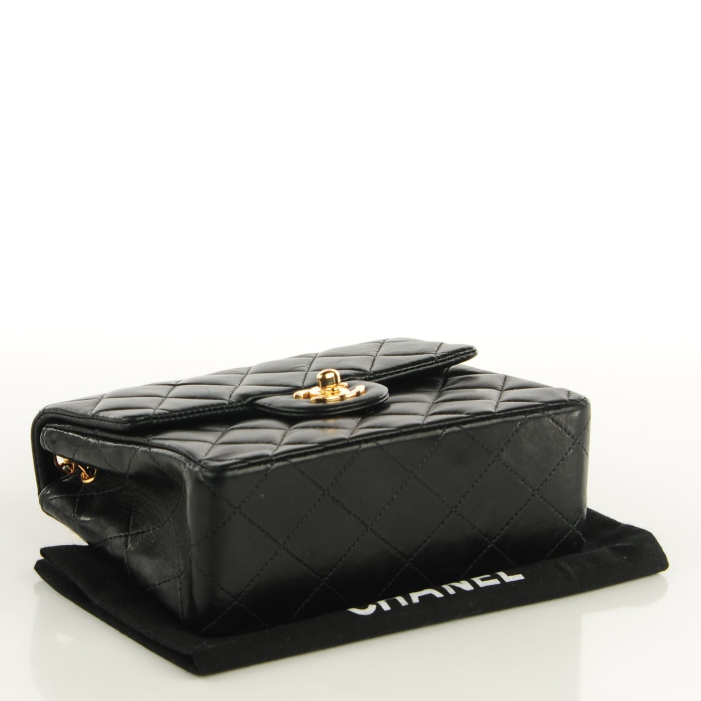 Lambskin Quilted Mini Square Flap Black