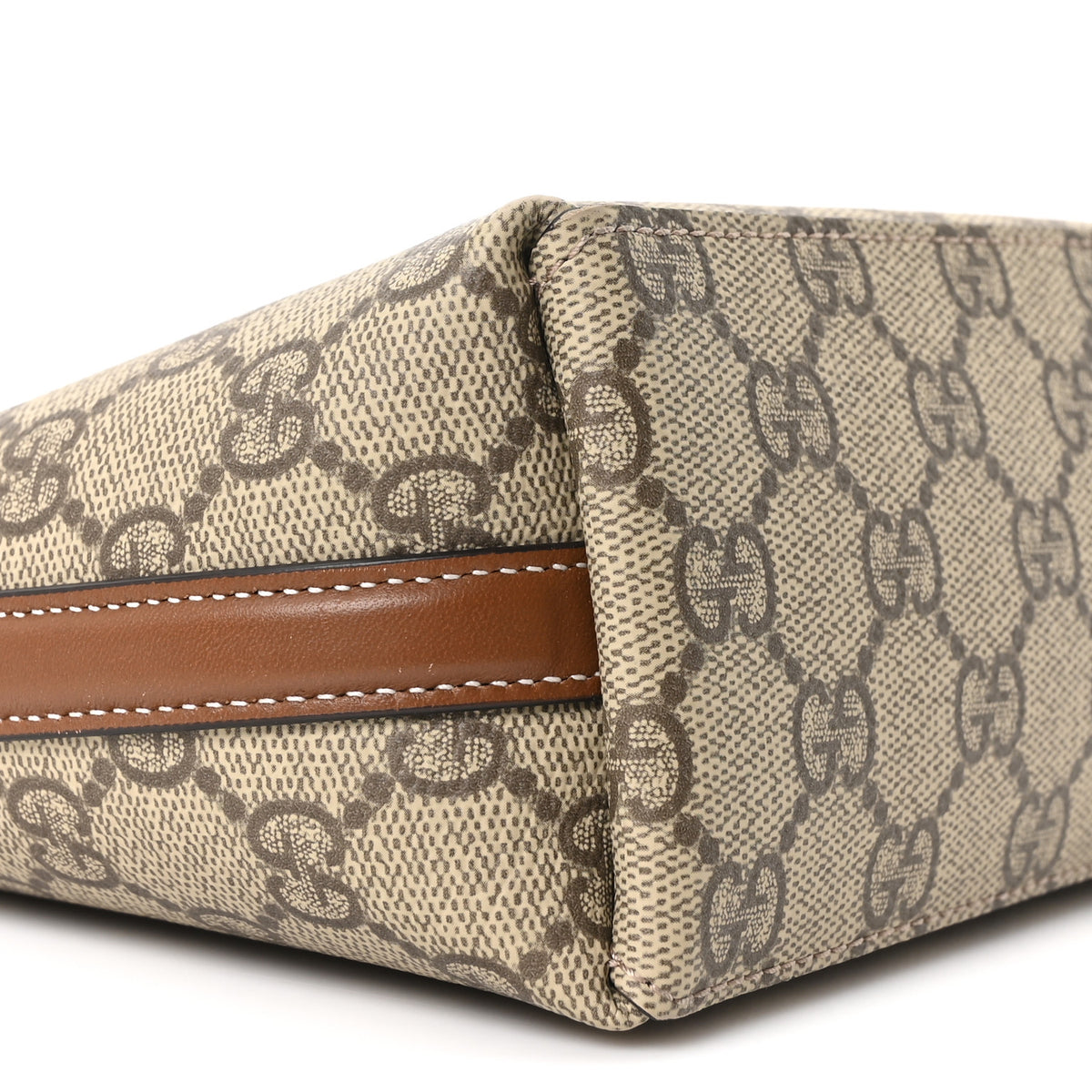 Gucci GG Supreme Monogram Emblem Nano Bucket Bag Beige Dark Brown 9 of 10