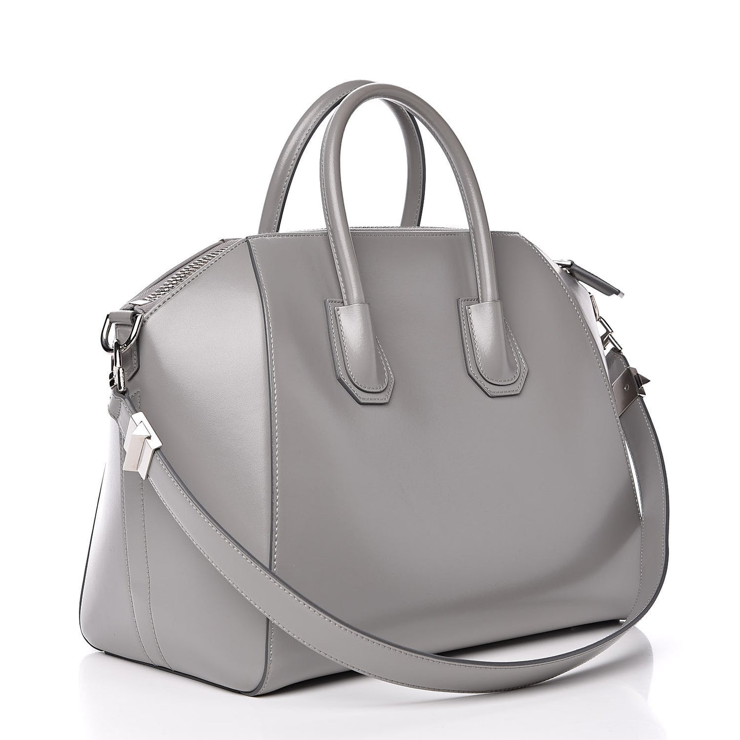 Shiny Lord Calfskin Medium Antigona Pearl Grey