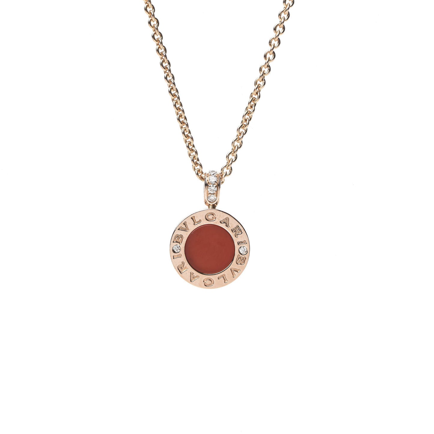 18K Rose Gold Diamond Mother of Pearl Carnelian BVLGARI BVLGARI Pendant Necklace