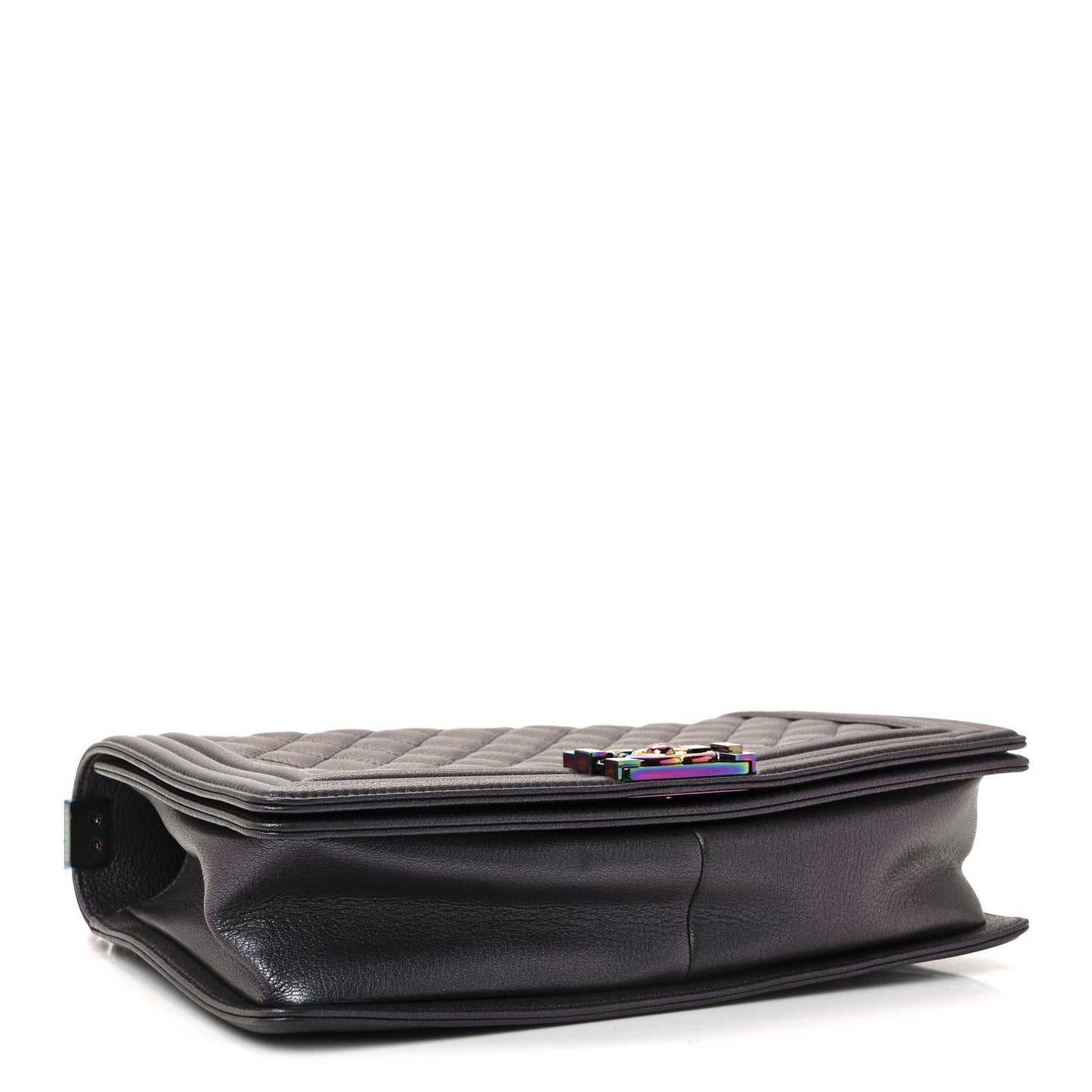 Iridescent Goatskin Quilted Medium Boy Flap Purple