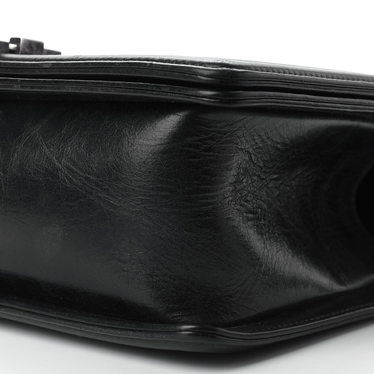Calfskin Double Stitch Medium Boy Flap Black