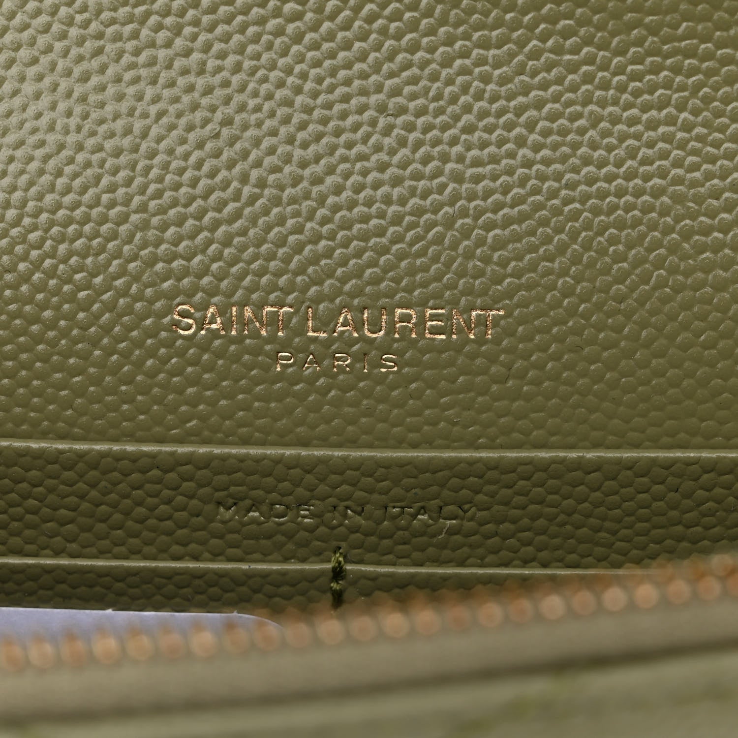 Saint Laurent Grain De Poudre Matelasse Chevron Monogram Envelope Chain Wallet Pistache 6 of 11