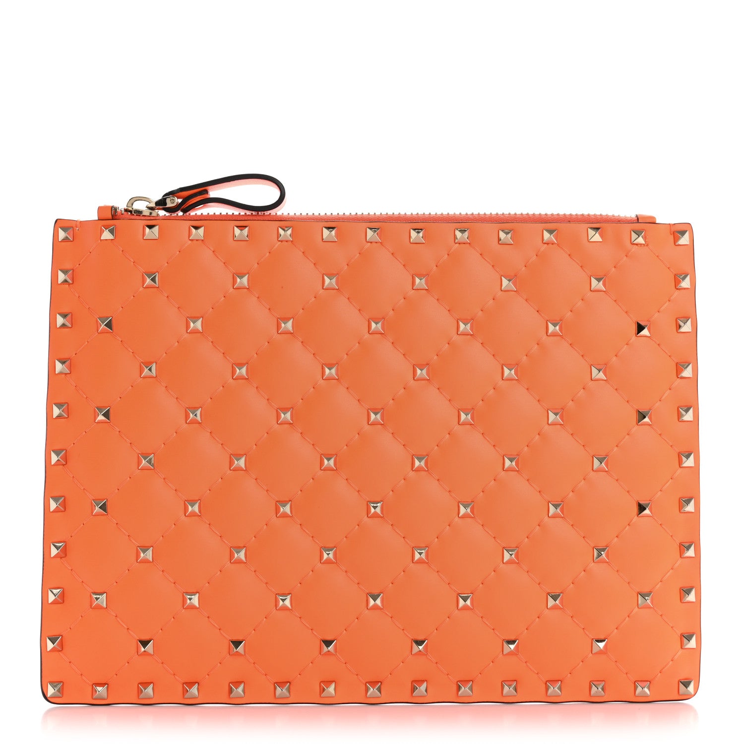 Valentino Garavani Nappa Rockstud Spike Pouch Neon Orange 1 of 7