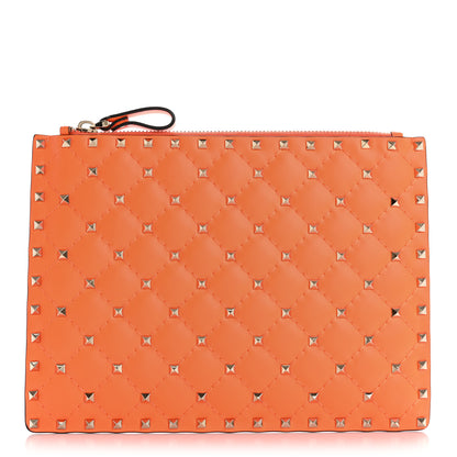 Valentino Garavani Nappa Rockstud Spike Pouch Neon Orange 1 of 7