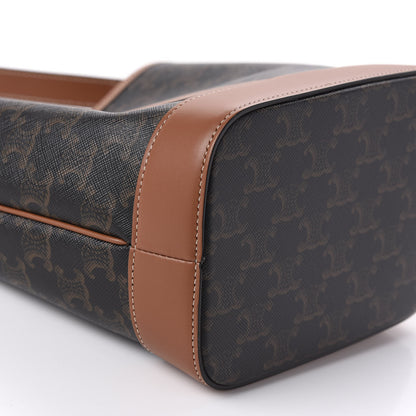 Celine Triomphe Canvas Calfskin Small Bucket Bag Tan 6 of 10