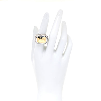 David Yurman Sterling Silver 18K Yellow Gold Diamond Waverly Dome Ring 54 7 2 of 4