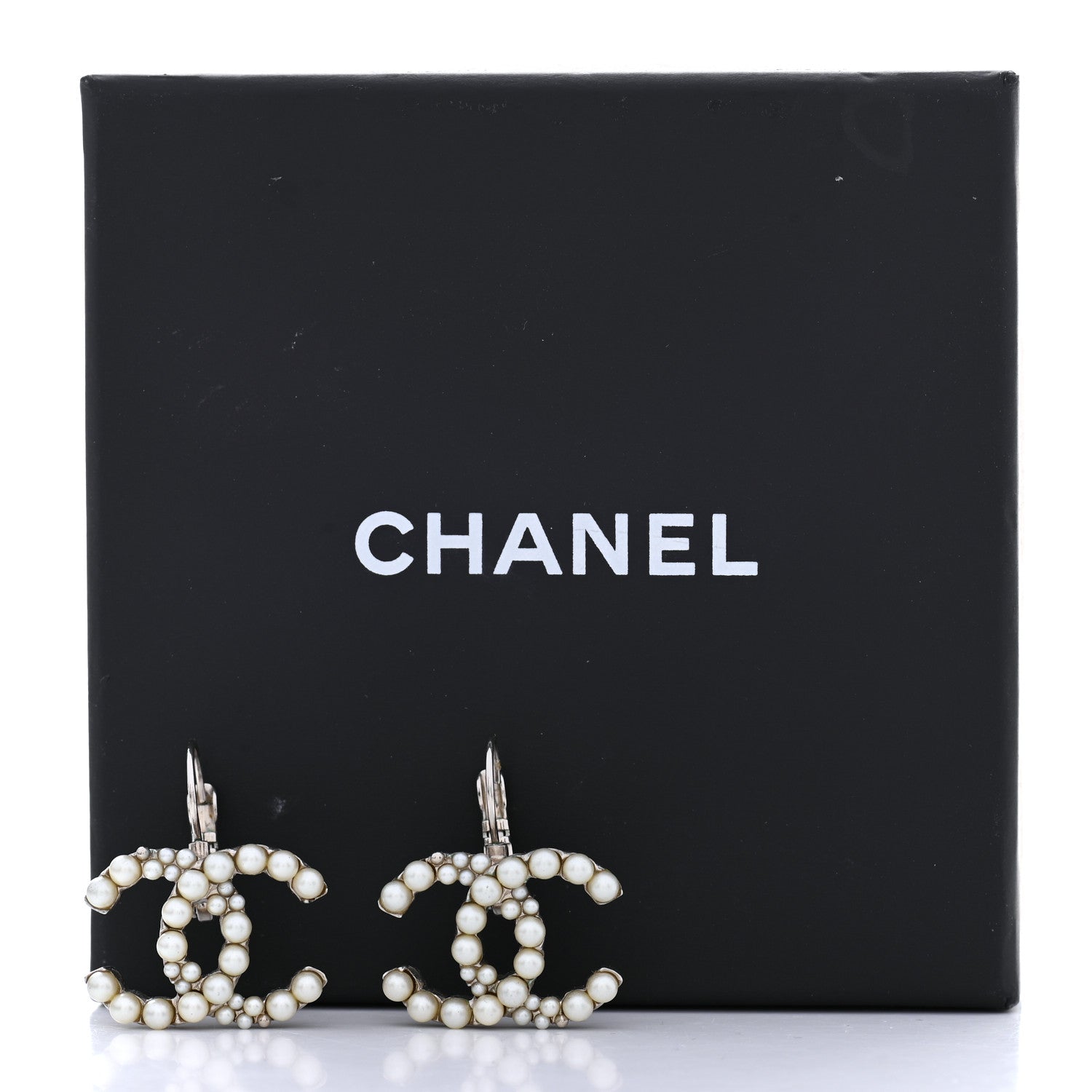 Chanel Pearl CC Dangle Earrings Silver 5 of 5