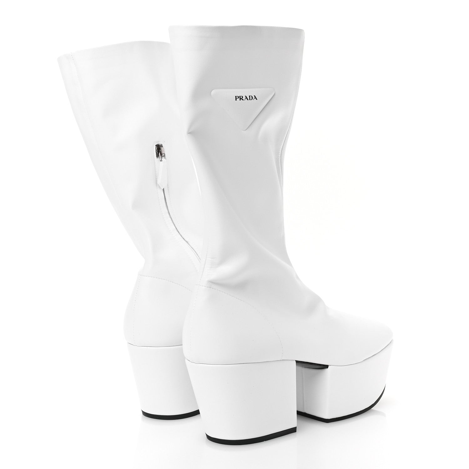 Prada Nappa Tech Logo 70mm Platform Boots 38.5 White 5 of 9