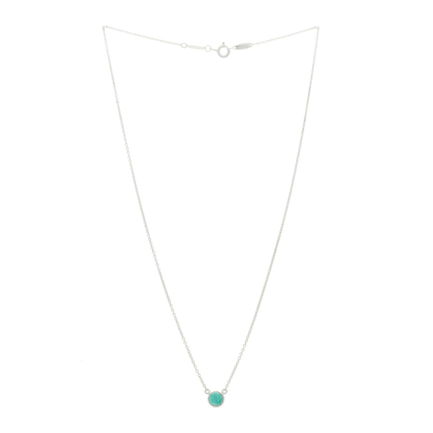 Tiffany Sterling Silver Turquoise Elsa Peretti Color by the Yard Pendant Necklace 3 of 6