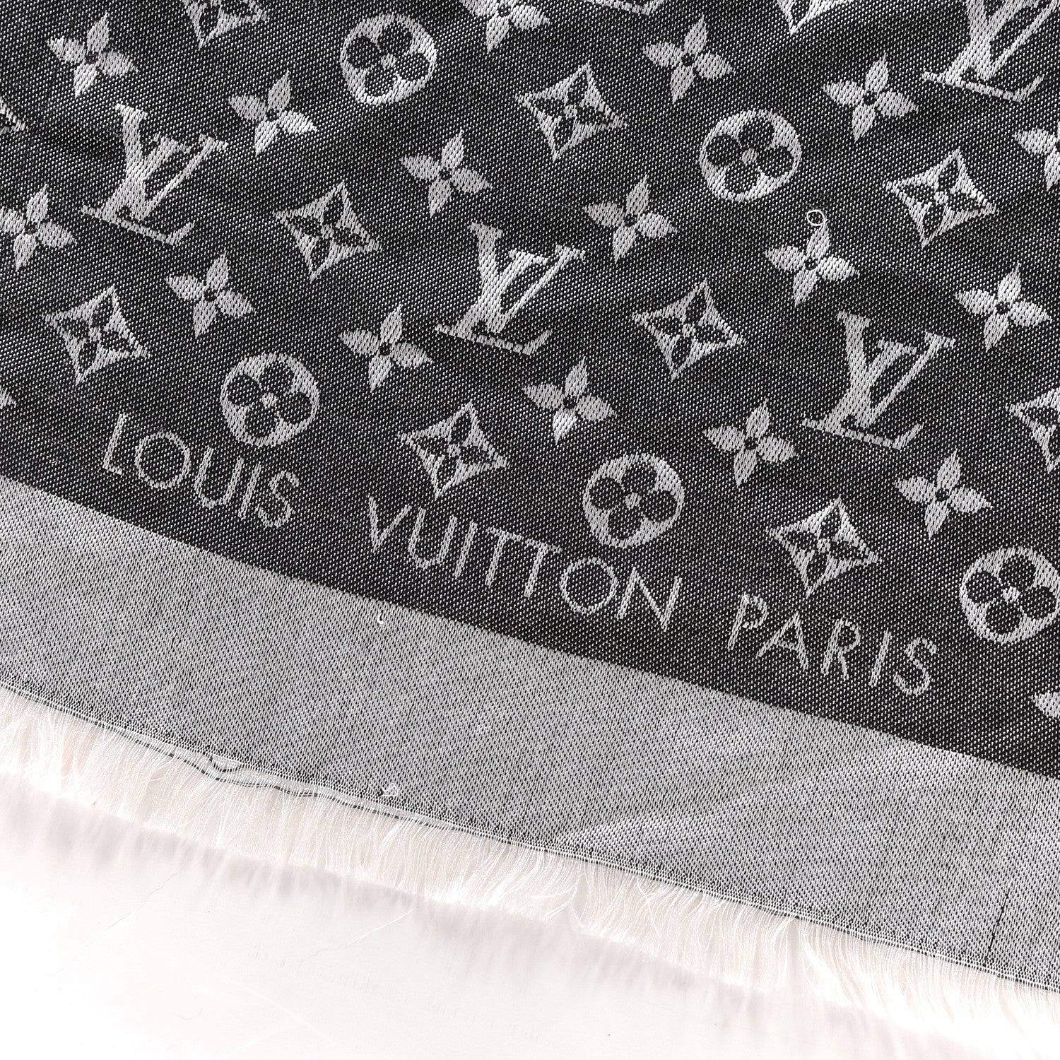 Louis Vuitton Silk Wool Monogram Denim Shawl Black 2 of 3