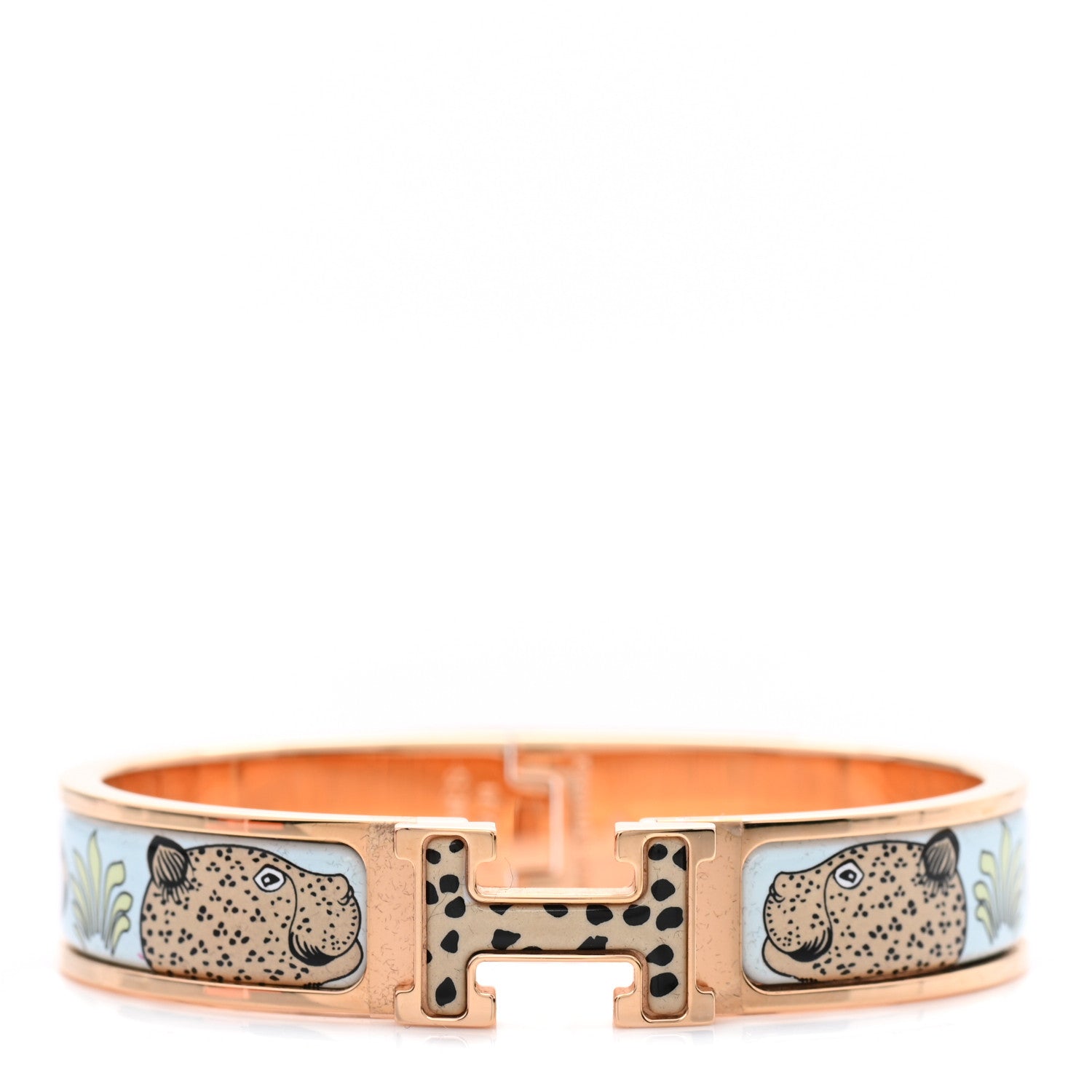 Hermes Enamel Printed Narrow Leopards Clic Clac H Bracelet Songe Pastel 1 of 6