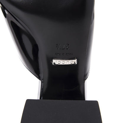Gucci Patent Lexi Horsebit Mid-Heel Slide Sandals 37.5 Black 8 of 10