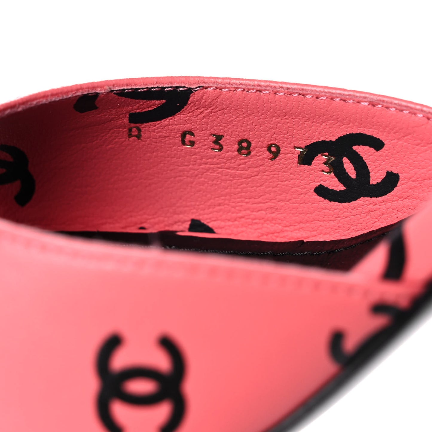 Printed Lambskin CC Sandals 36.5 Pink Black