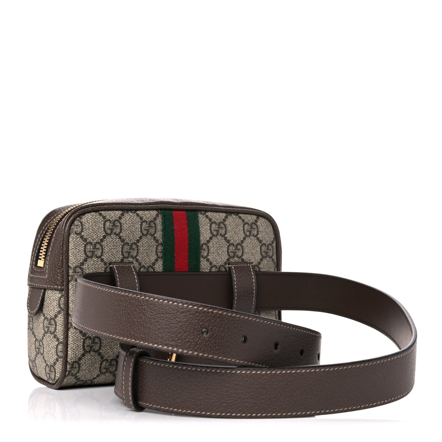 GG Supreme Monogram Web Small Ophidia Belt Bag 95 38 Dark Brown