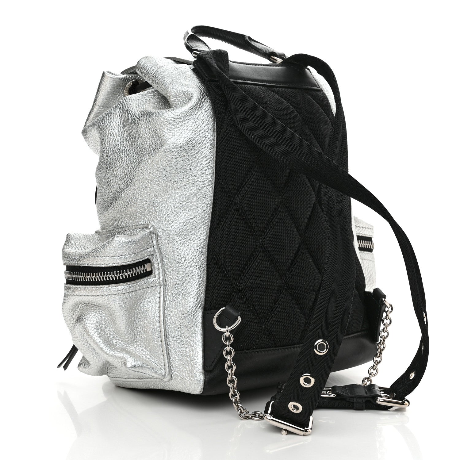 Burberry Metallic Deerskin Medium Rucksack Backpack Silver 2 of 14