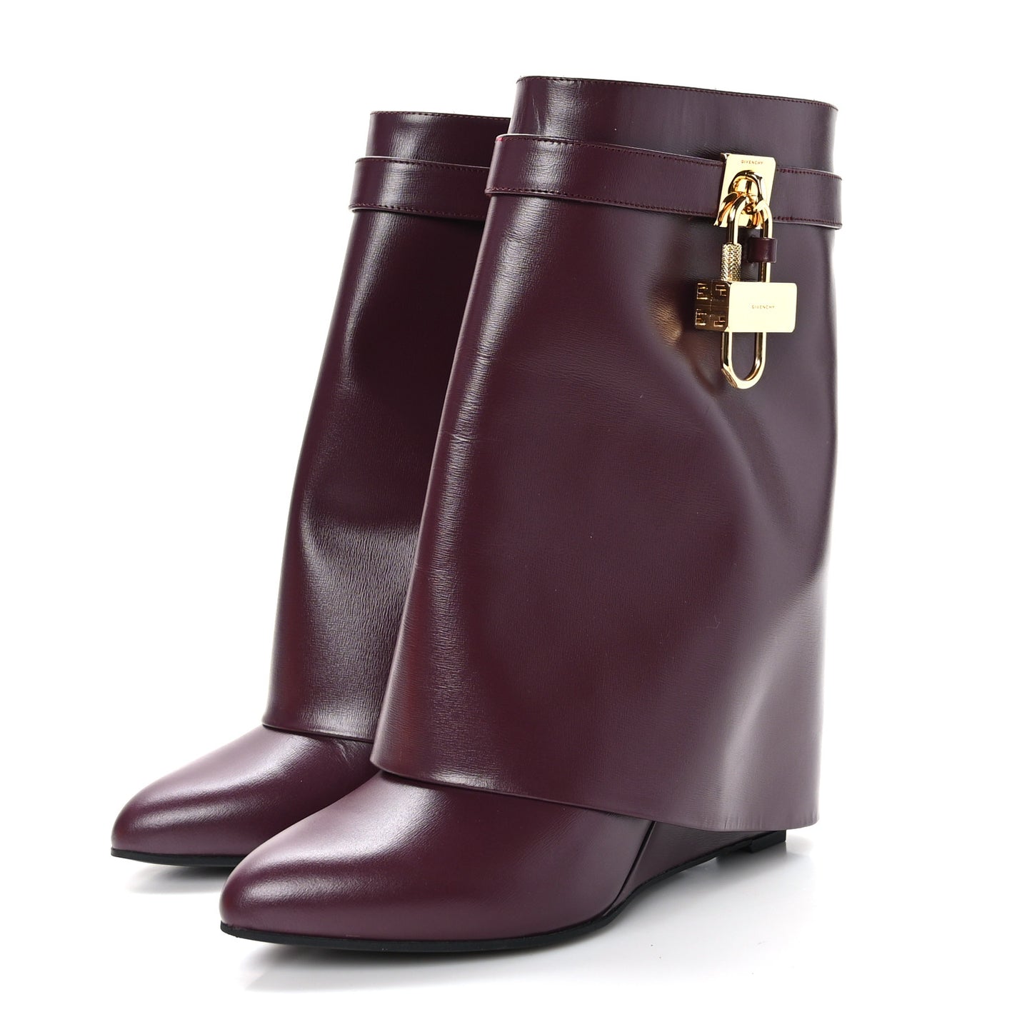 Calfskin Shark Lock Ankle Boots 41 Oxblood Red