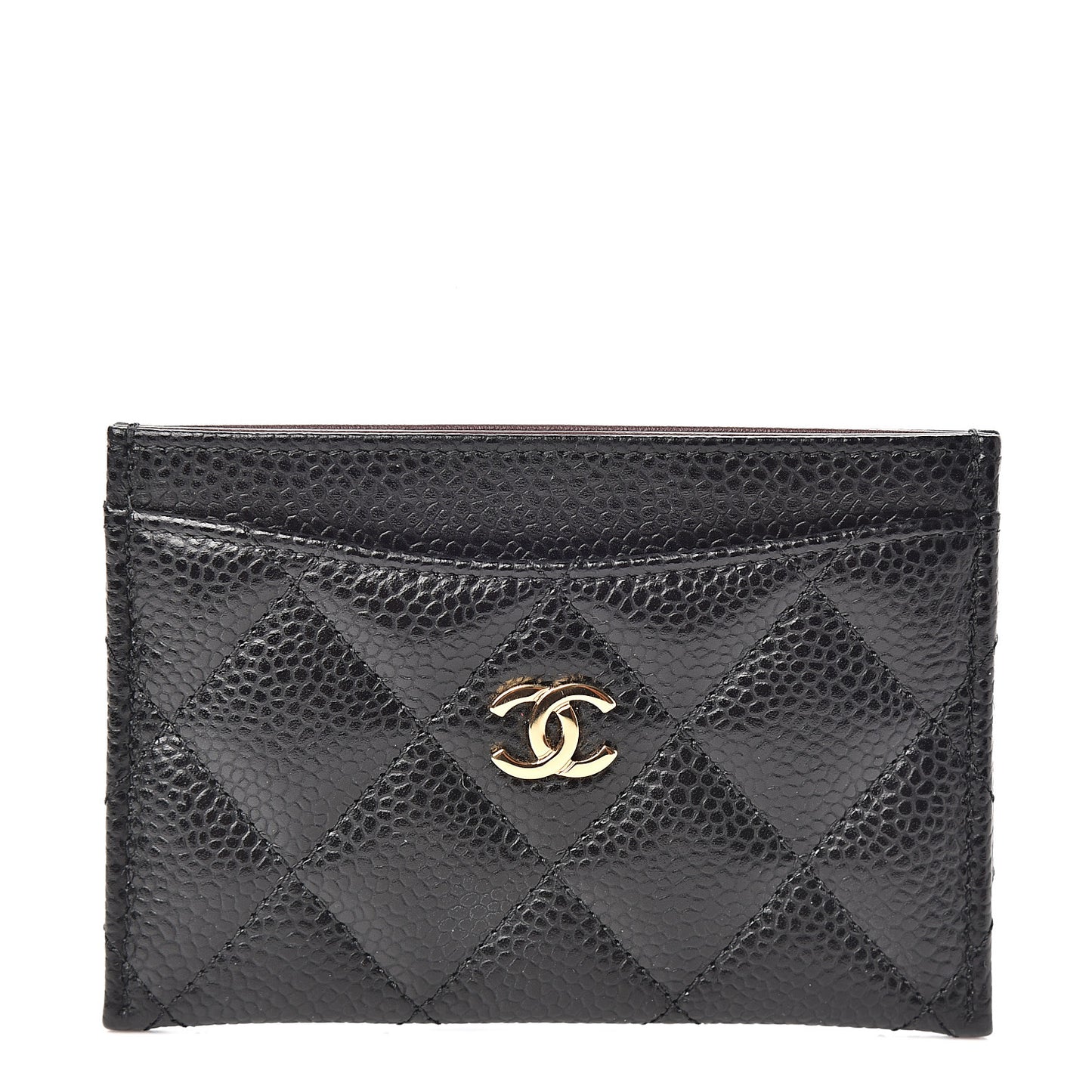 Caviar Quilted Card Holder Black