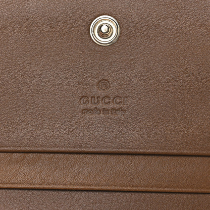 Gucci GG Supreme Monogram Textured Calfskin Emblem Mini Wallet Beige Dark Brown 6 of 7