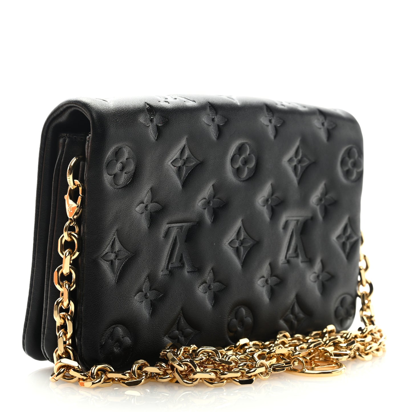Lambskin Embossed Monogram Pochette Coussin Black