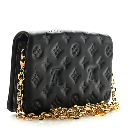 Louis Vuitton Lambskin Embossed Monogram Pochette Coussin Black 3 of 9