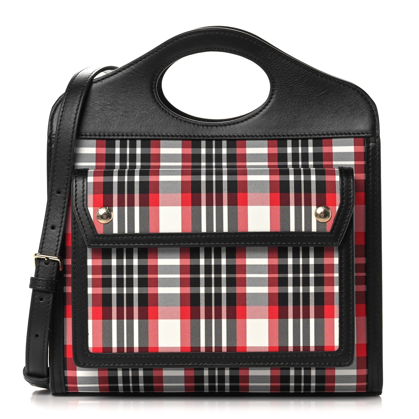 Calfskin Nylon Tartan Mini Pocket Bag Bright Red