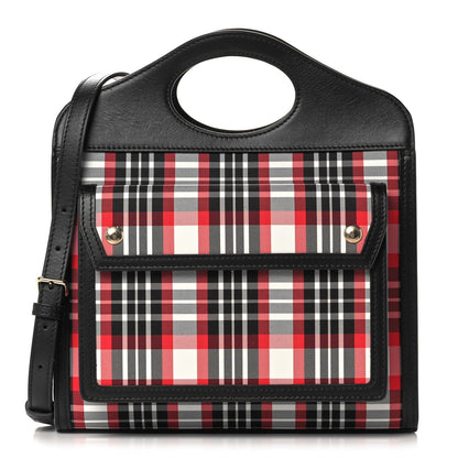 Burberry Calfskin Nylon Tartan Mini Pocket Bag Bright Red 1 of 11