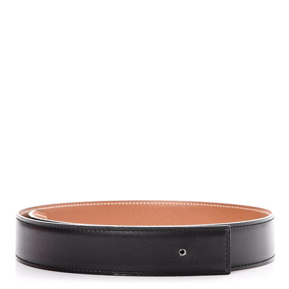 Hermes Courchevel Box 32mm Belt Strap 80 Gold Black 1 of 6