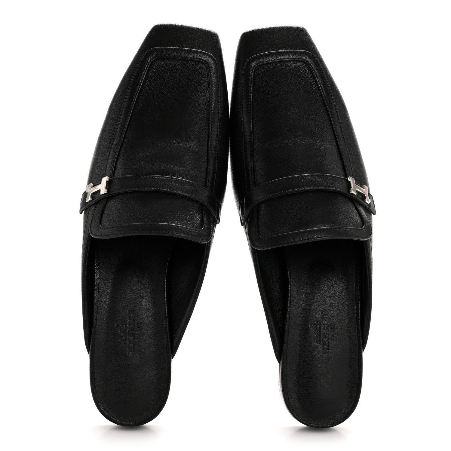 Hermes Goatskin Groupie Mules 40 Black 2 of 11