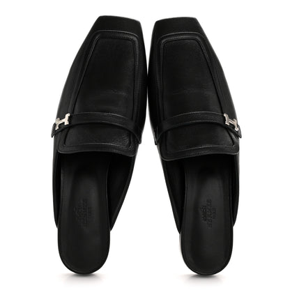 Hermes Goatskin Groupie Mules 40 Black 2 of 11
