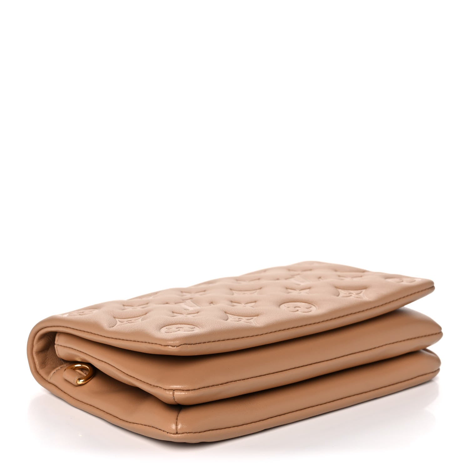Louis Vuitton Lambskin Embossed Monogram Pochette Coussin Camel 4 of 10