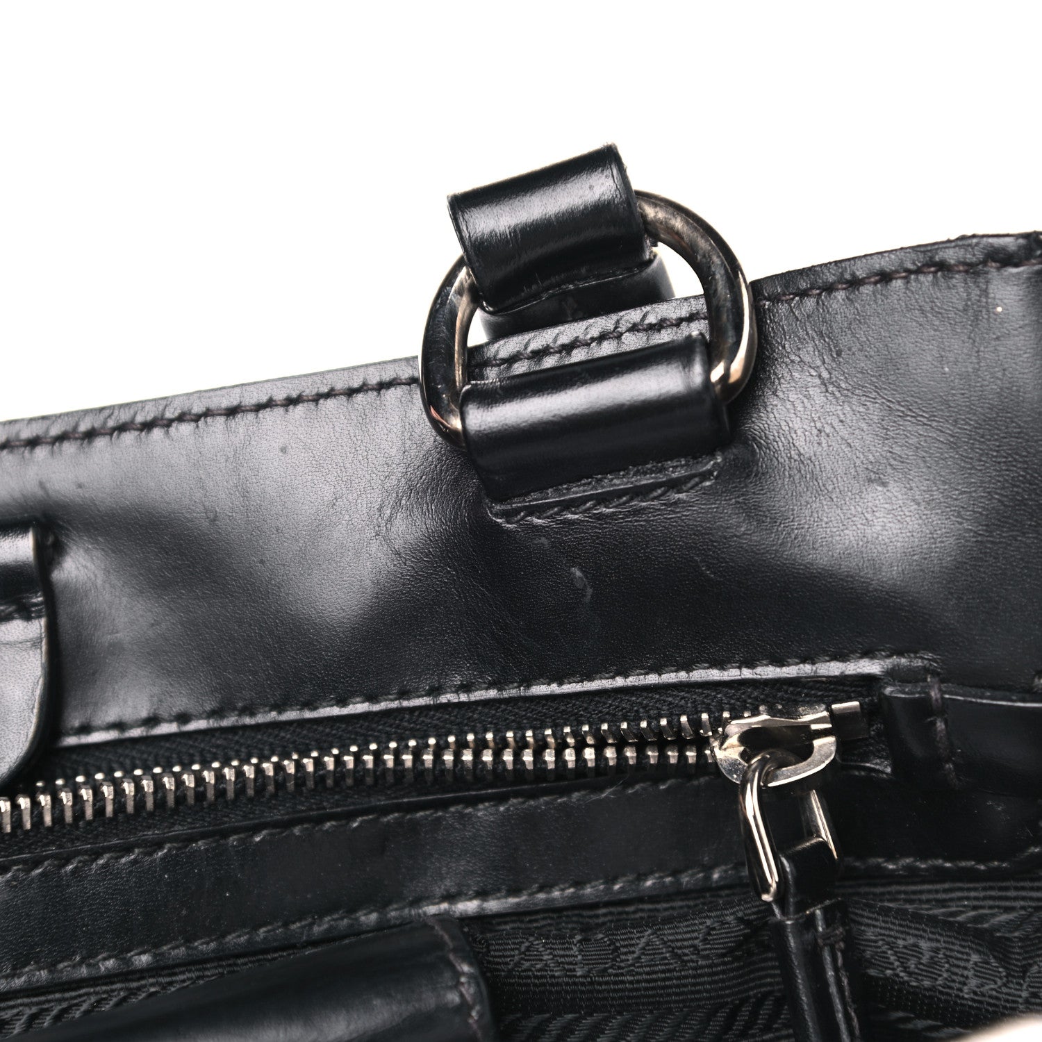 Prada Tessuto Nylon Soft Calfskin Shoulder Bag Black 7 of 15