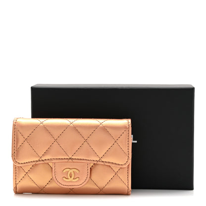 Chanel Metallic Lambskin Quilted Flap Card Holder Wallet Golden 9 of 9