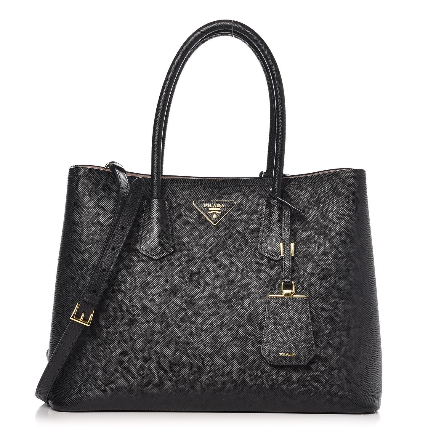 Saffiano Cuir Large Double Bag Black Mughetto