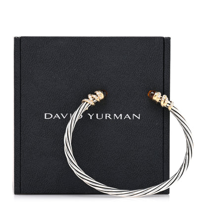 David Yurman Sterling Silver 18K Yellow Gold Diamond Citrine Helena Cuff Bracelet 4 of 4
