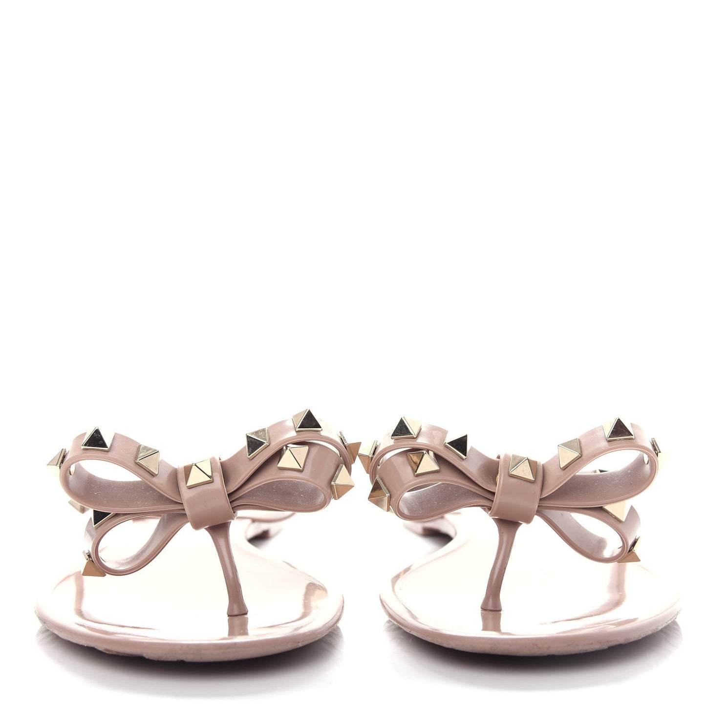 PVC Jelly Rockstud Bow Thong Sandals 38 Poudre