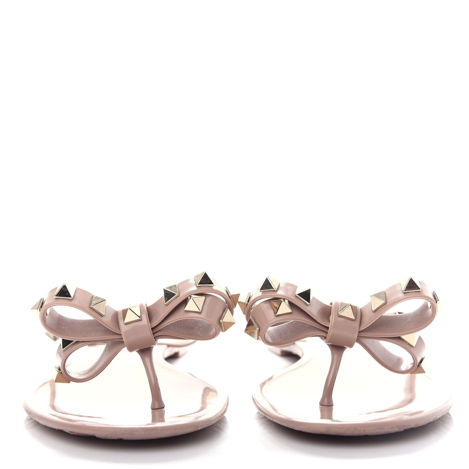Valentino Garavani PVC Jelly Rockstud Bow Thong Sandals 38 Poudre 2 of 9