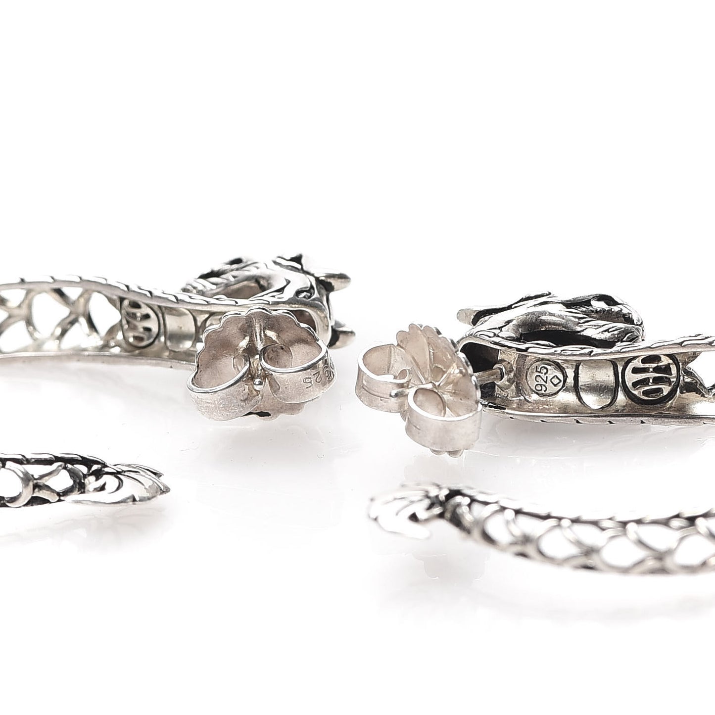 Sterling Silver Naga Dragon Hoop Earrings