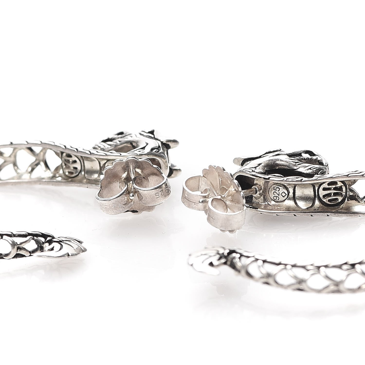 John Hardy Sterling Silver Naga Dragon Hoop Earrings 3 of 4