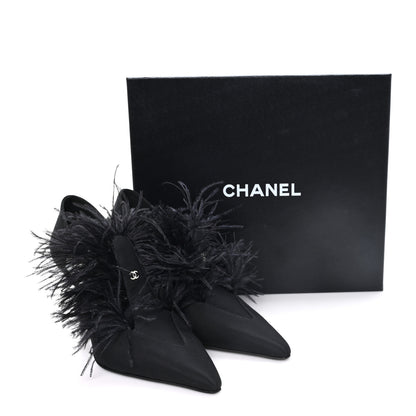 Chanel Grosgrain Feather Mary Jane Pumps 40 Black 9 of 9