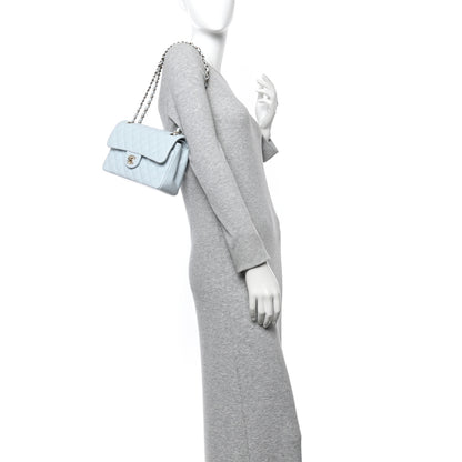 Chanel Caviar Quilted Small Double Flap Light Blue 2 of 11