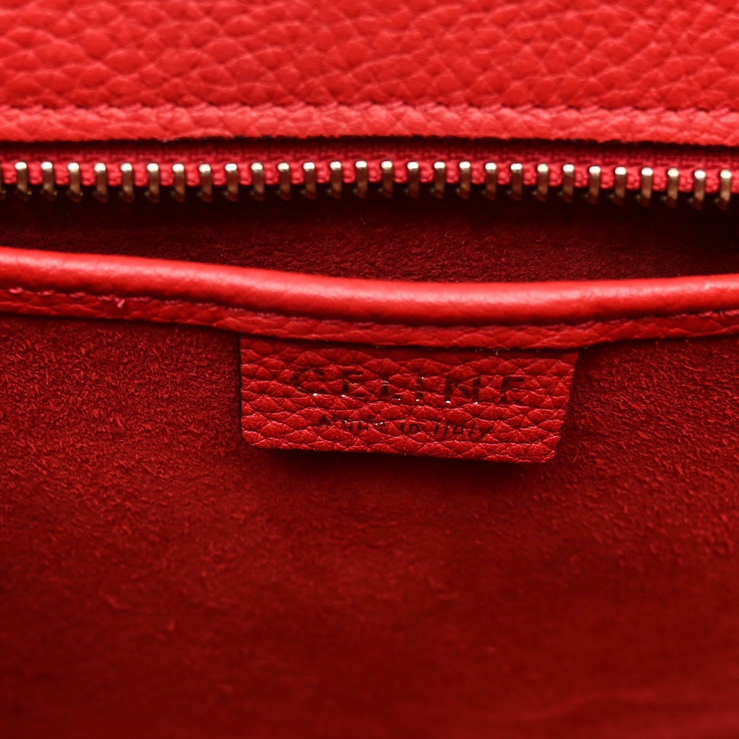 Celine Drummed Calfskin Nano Luggage Coquelicot 6 of 12