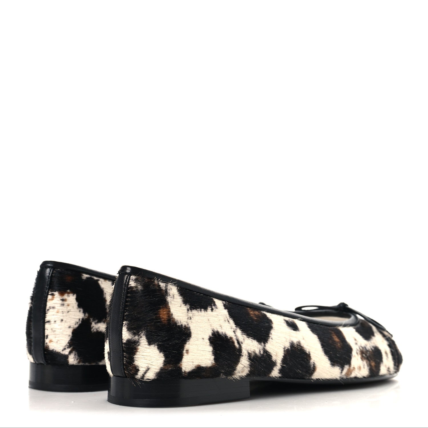 Chanel Pony Hair Calfskin Cap Toe CC Ballerina Flats 36 White Brown Black 5 of 10
