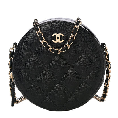 Chanel Caviar Quilted Round Clutch With Chain Black 1 of 10