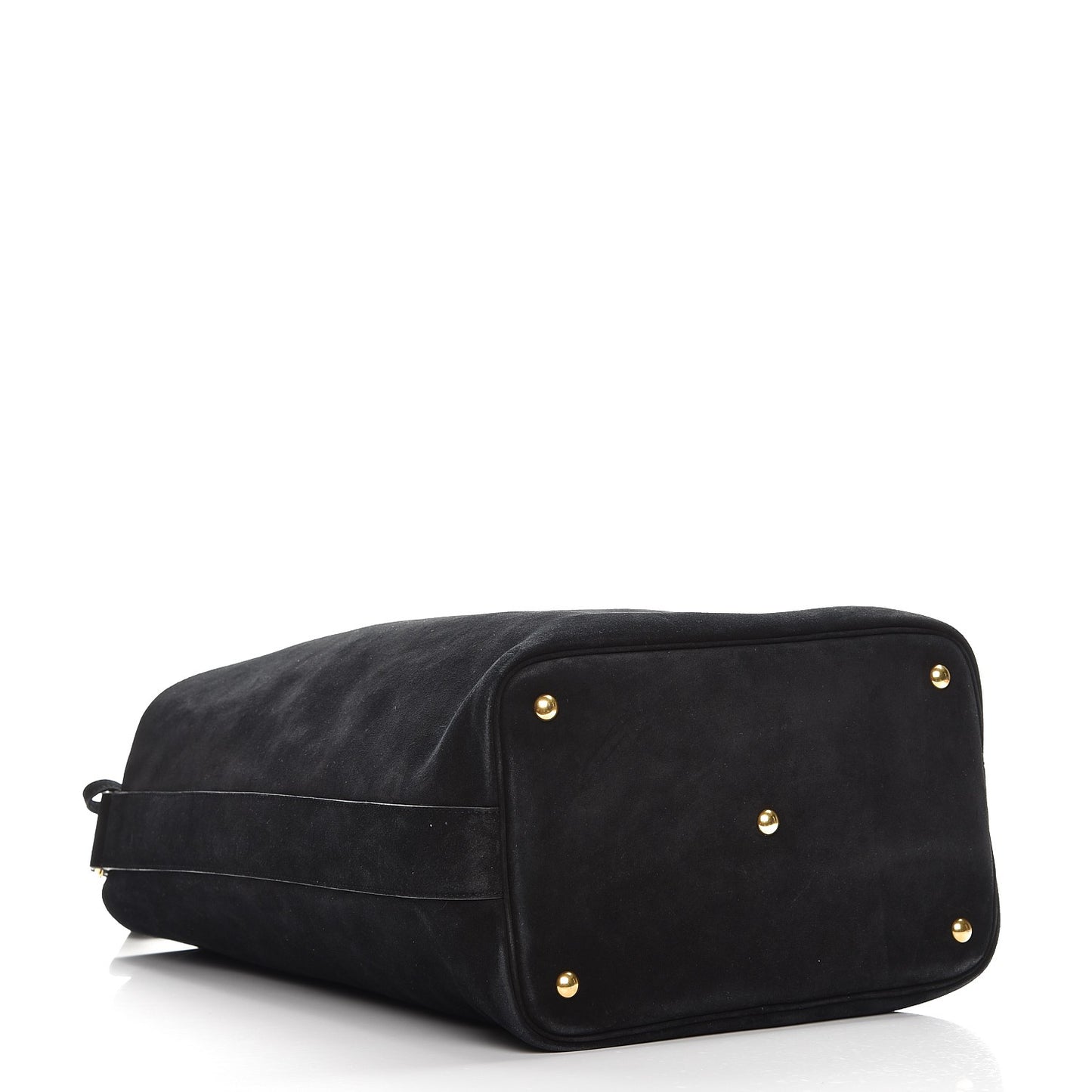 Suede Studded Bucket Bag Black