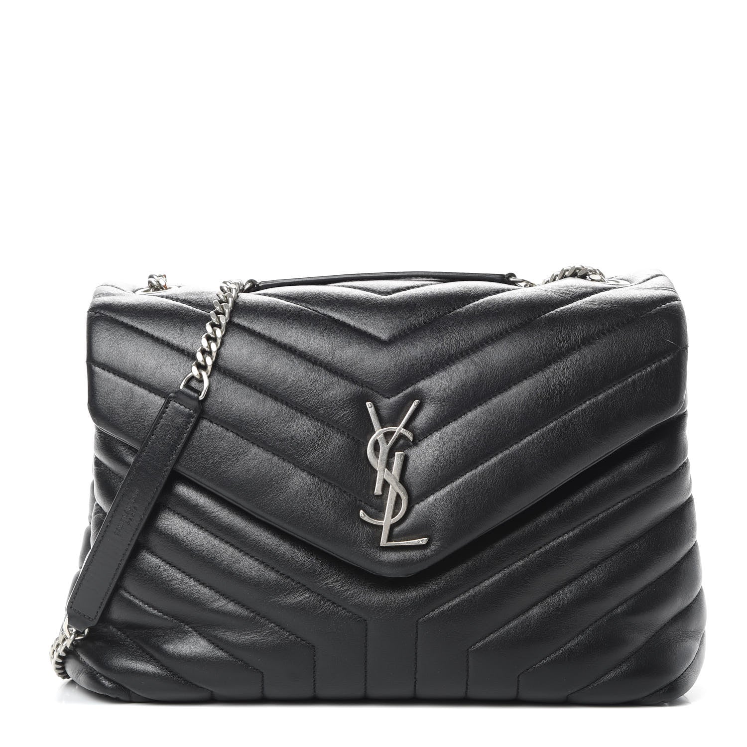 Saint Laurent Calfskin Y Quilted Monogram Medium Loulou Chain Satchel Black 1 of 17