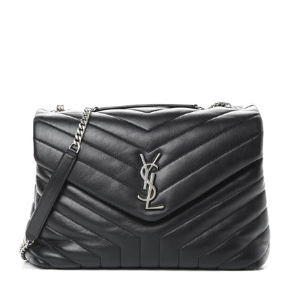 Saint Laurent Calfskin Y Quilted Monogram Medium Loulou Chain Satchel Black 1 of 17