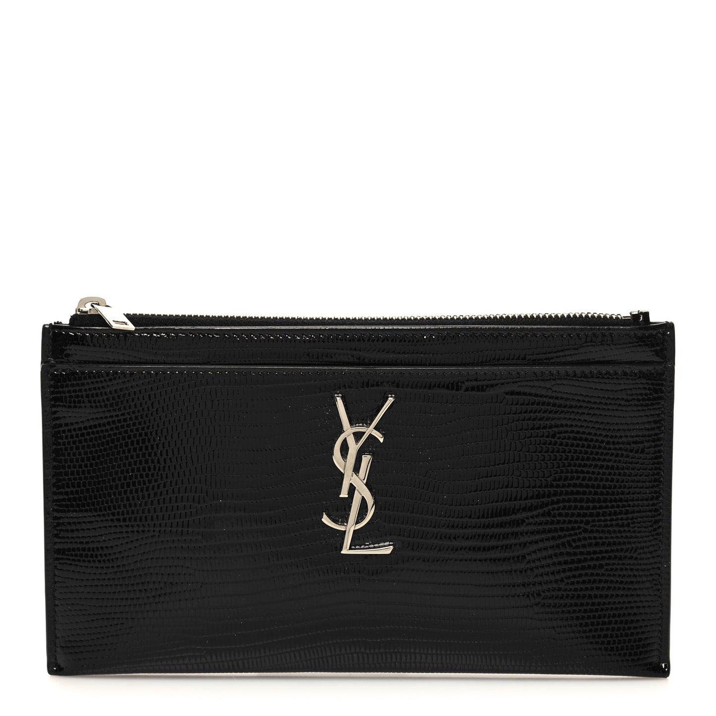 Lizard Embossed Monogram Bill Pouch Black