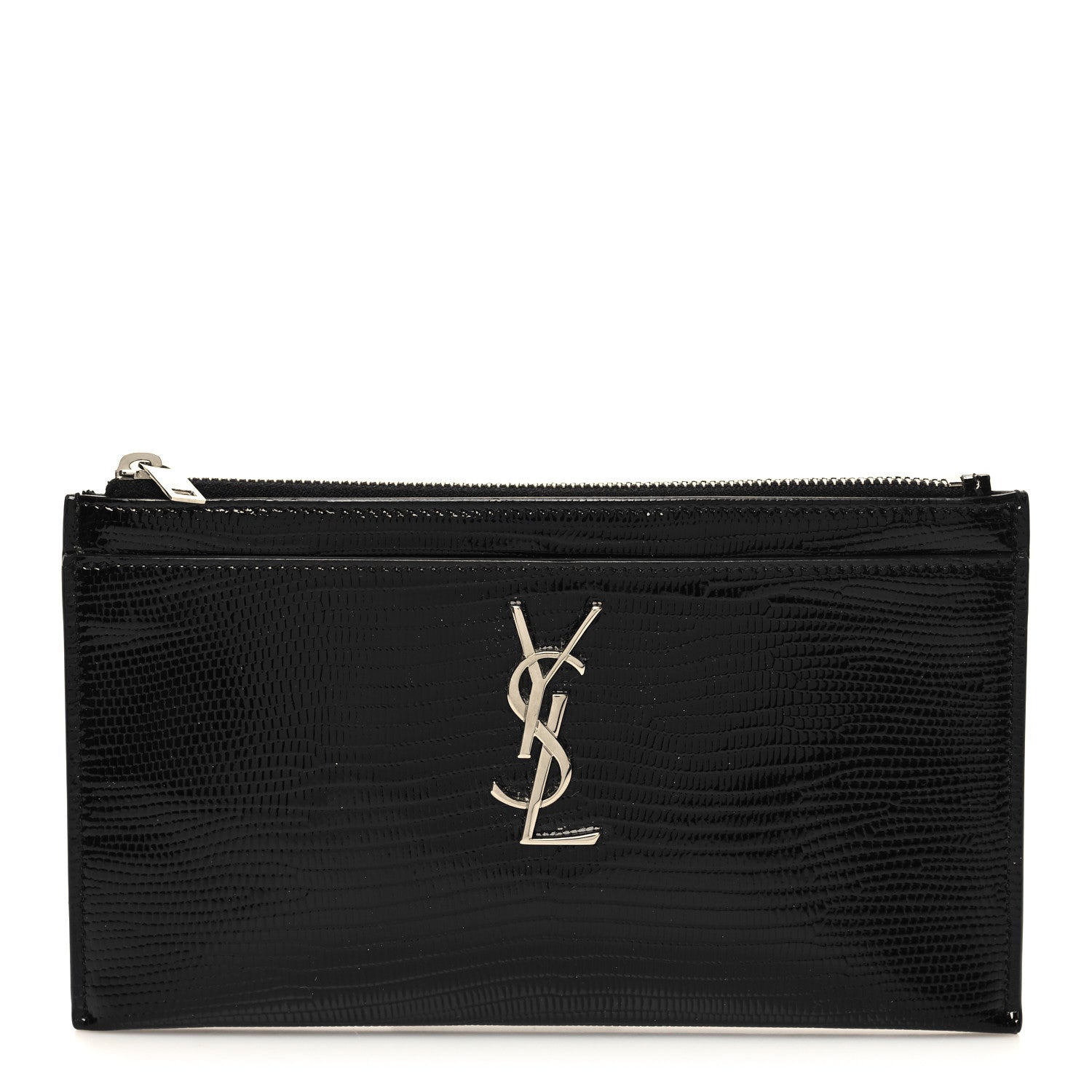 Saint Laurent Lizard Embossed Monogram Bill Pouch Black 1 of 9