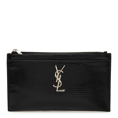 Saint Laurent Lizard Embossed Monogram Bill Pouch Black 1 of 9